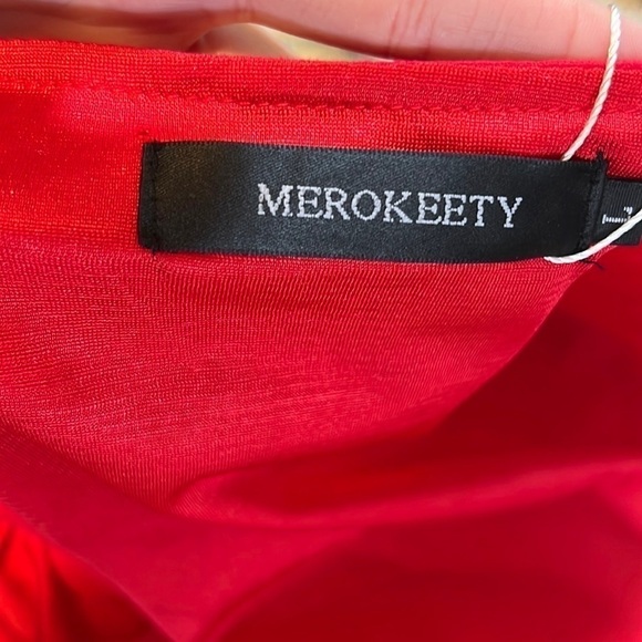 NWT,Merokeety, Amazing Red Mini Dress, Swing-Style, V-Neck, Size Large - Picture 7 of 10